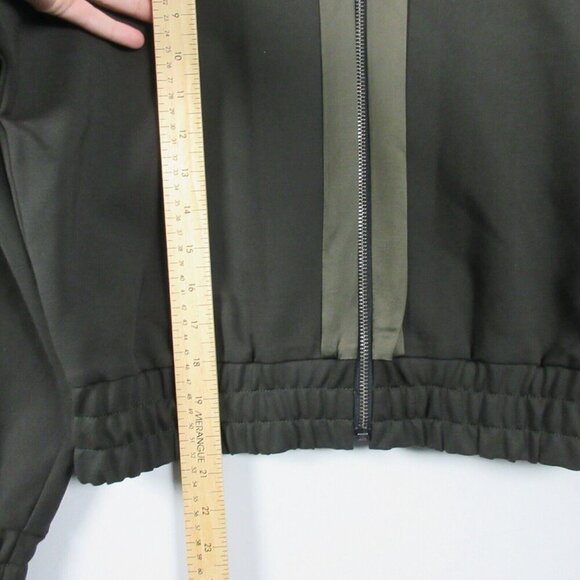 Club Monaco Cropped Bomber Jacket Women's XS Black Viscose Blend Zip Up 566 - Picture 9 of 11